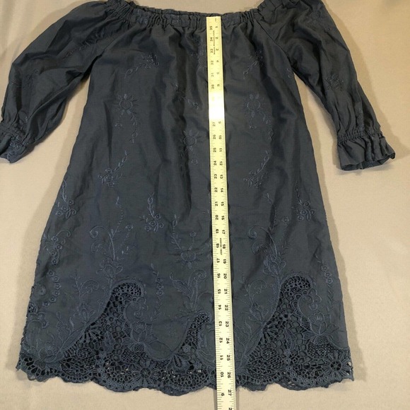Abercrombie & Fitch Dress Womens XS Off Shoulder Blue Floral Boho Embroidery - Picture 11 of 11